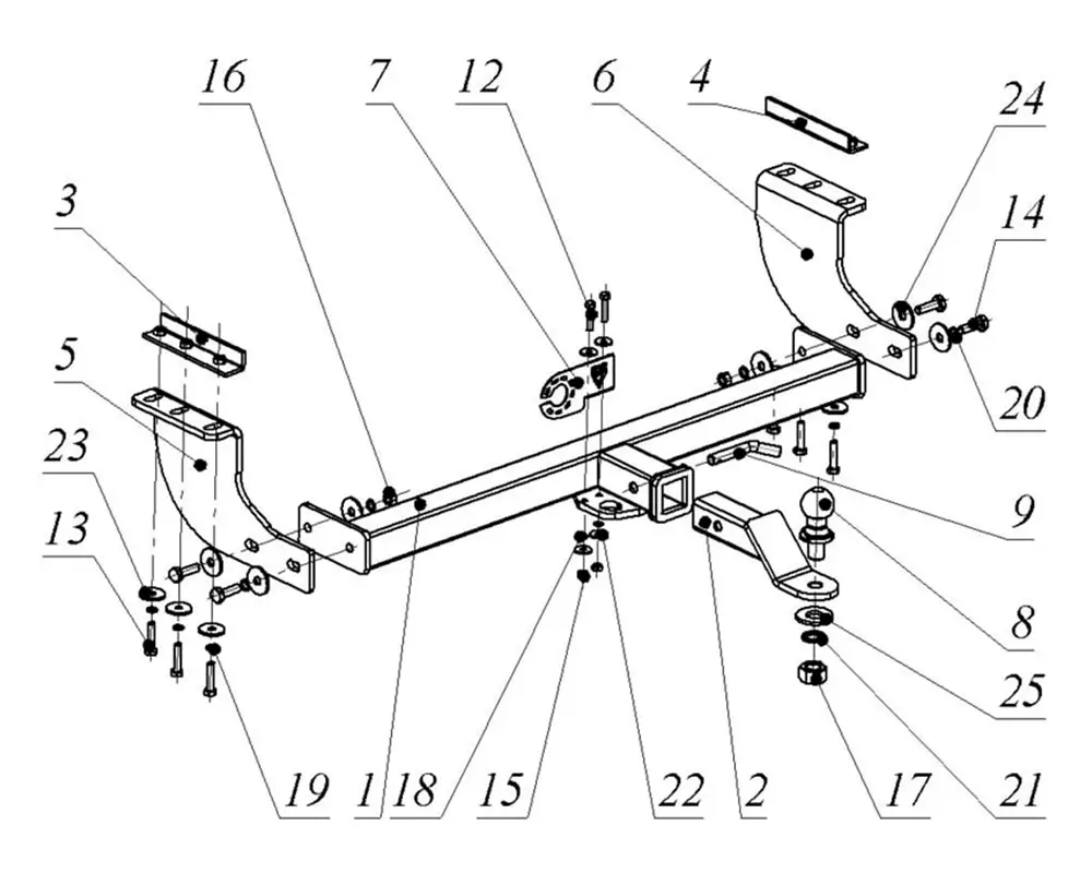 Фаркоп с хромированной накладкой Ford Ranger 2013-2022, Mazda BT50 2012-2020 съемное крепление шара под американский квадрат - Фото 1