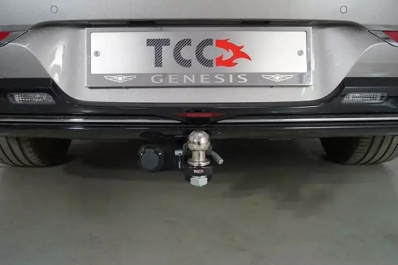 Фаркоп оцинкованный Genesis GV80 2020- (бензин) крюк легкосъемный под квадрат 50x50 (нерж. шар) - Фото 1