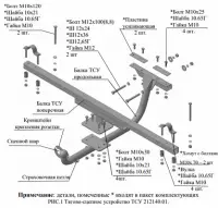 Фаркоп Лада 4х4 Урбан 10/2014-2017, ВАЗ-2121, ВАЗ 21213, ВАЗ-21214, ВАЗ-21214М, ВАЗ-2131 (в том числе а/м 2010 года выпуска с креплением ремней безопасности ISOFIX на заднем сиденье) сварное крепление шара - Фото 1