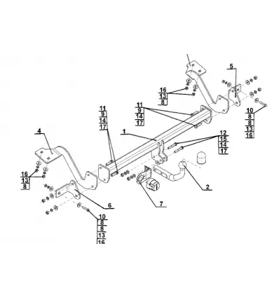 Фаркоп Peugeot Partner II L1 4380 мм, включая Tepee 2008-2018, Citroen Berlingo II L1 4380 мм 2008-2018, Peugeot Partner III L1 2018-, Peugeot Rifter L1 4403 мм 2018-, Citroen Berlingo III L1 4403 мм 2018-, Toyota ProAce City L1 4403 мм, в т.ч. Verso 2019 - Фото 1